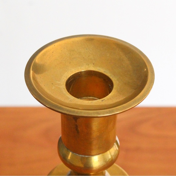 Vintage Brass Candle Holder Set Two Piece Large Taper Candlestick AMC New York - Picture 5 of 9